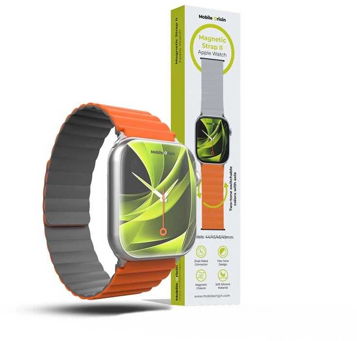 Mobile Origin Magnetinis laikrodžio dirželis II, oranžinis/pilkas - Apple Watch 49mm/46mm/45mm/44mm
