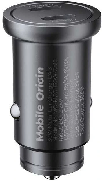 Mobile Origin Metalinis automobilinis įkroviklis 30 W, CA13 - 2 x USB-C
