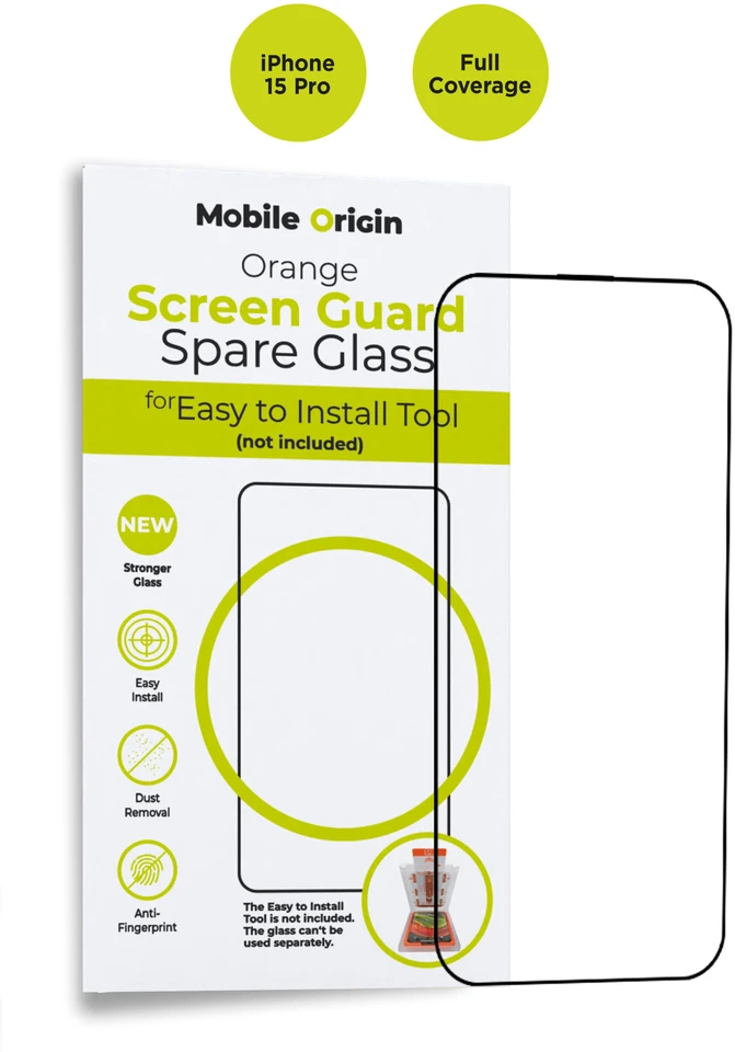 Mobile Origin Oranžinis ekrano apsauginis stiklas iPhone 15 Pro