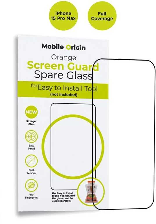 „Mobile Origin“ oranžinis ekrano apsauginis stiklas iPhone 15 Pro Max