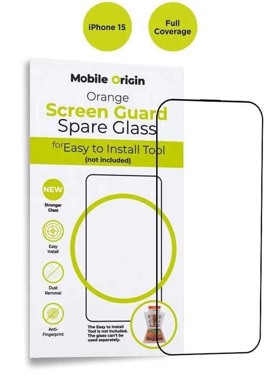 „Mobile Origin“ oranžinis ekrano apsauginis stiklas iPhone 15