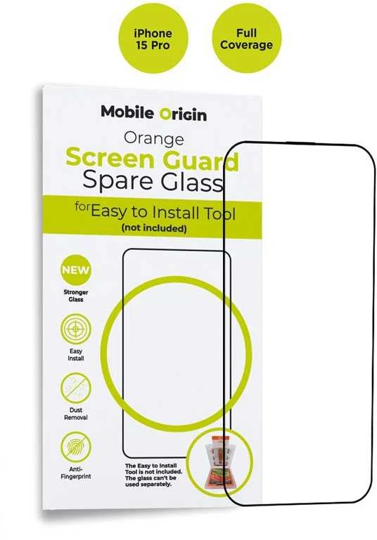 Mobile Origin Oranžinis ekrano apsauginis stiklas iPhone 15 Pro