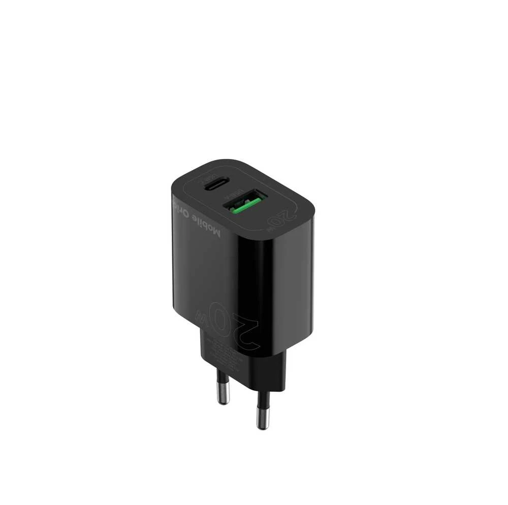 Mobile Origin PD20W laidinis įkroviklis MO12, juodos spalvos 1 USB-A + 1 USB-C