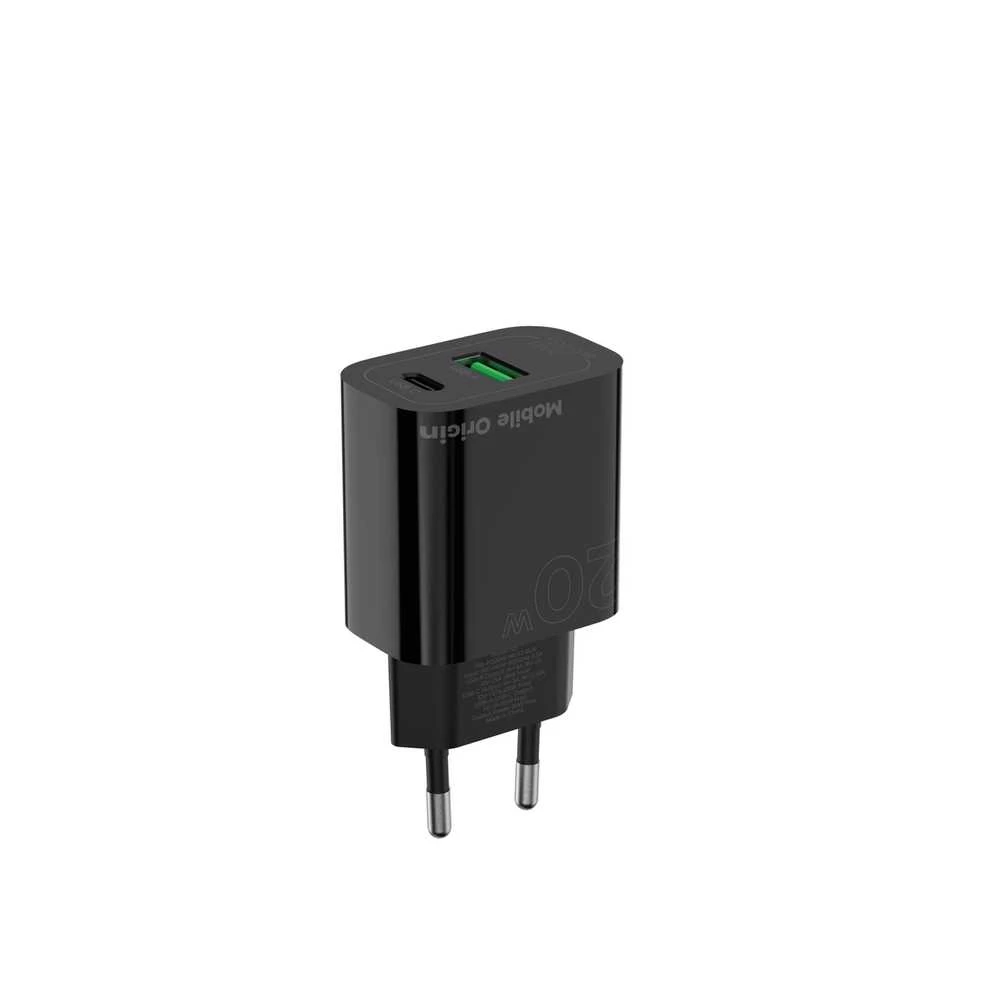 Mobile Origin PD20W laidinis įkroviklis MO12, juodos spalvos 1 USB-A + 1 USB-C