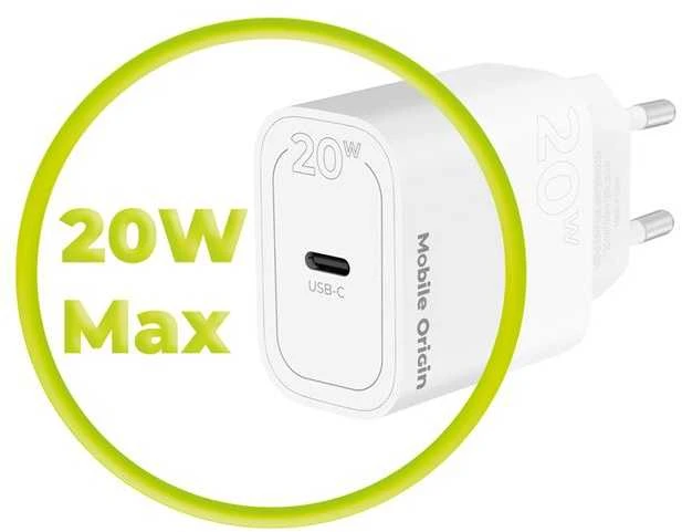 „Mobile Origin PD20W“ sieninis įkroviklis MO11, 1 USB-C