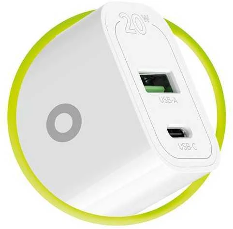 Mobile Origin PD20W sieninis įkroviklis MO12, 1 USB-A + 1 USB-C