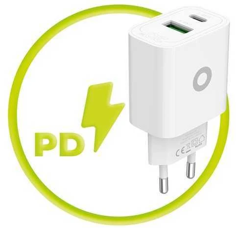 Mobile Origin PD20W sieninis įkroviklis MO12, 1 USB-A + 1 USB-C