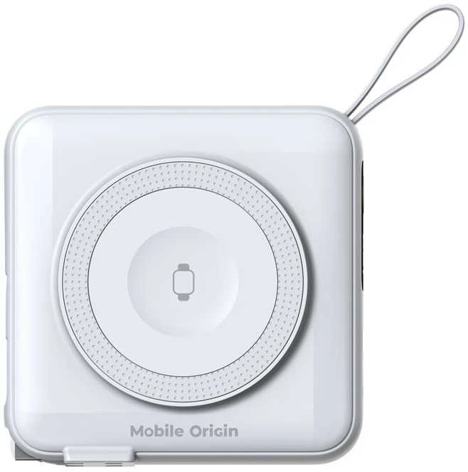 Mobile Origin nešiojamas įkroviklis ir kelioninis įkroviklis, „Lightning“ / USB-C laidas, suderinamas su „MagSafe“ / „AW“ / „iPhone“, baltas