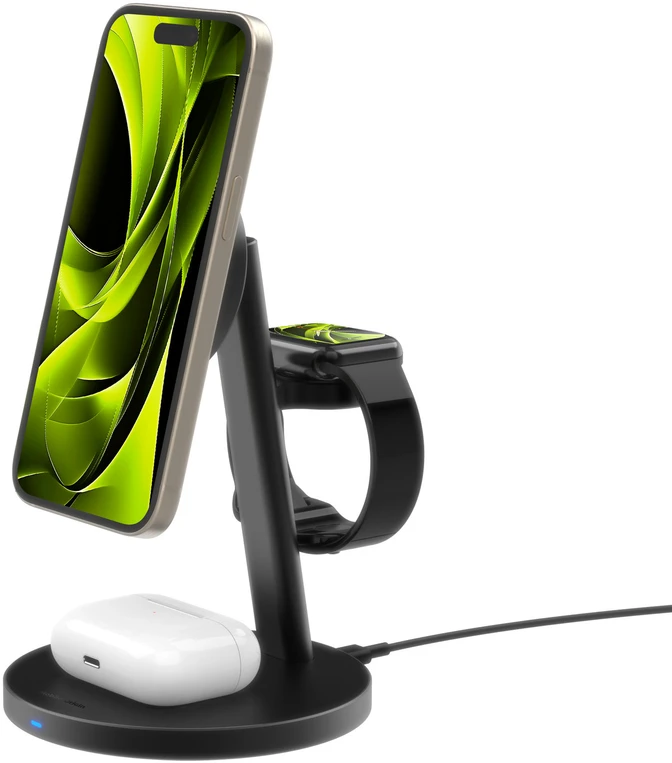 Mobile Origin Qi2 25W PowerStand Pro 3in1 su 40-60W AVS GaN įkrovikliu PW40 juodas