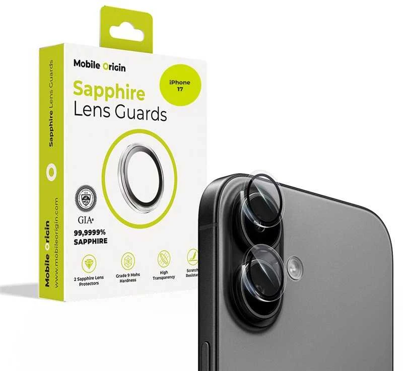 „Mobile Origin Sapphire“ objektyvo apsaugos, skaidrios – „iPhone 17“