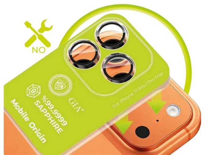 „Mobile Origin Sapphire“ objektyvo apsaugos, skaidrios – „iPhone 17 Pro / 17 Pro Max“
