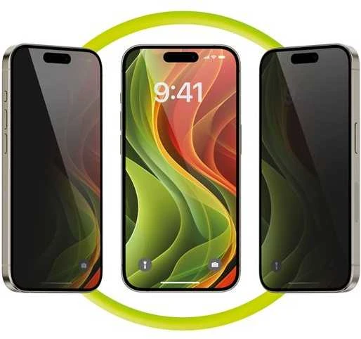 Apsauginis stiklas „Mobile Origin“ ekrano apsaugai nuo privatumo su lengvai aplikatoriumi, 2 vnt. pakuotėje - iPhone 16