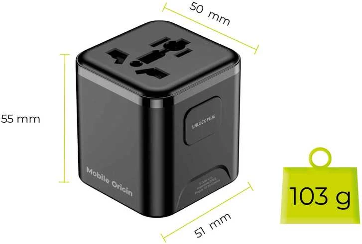 Mobile Origin Universalus kelioninis adapteris PW30 EU/UK/US/AUS juodas