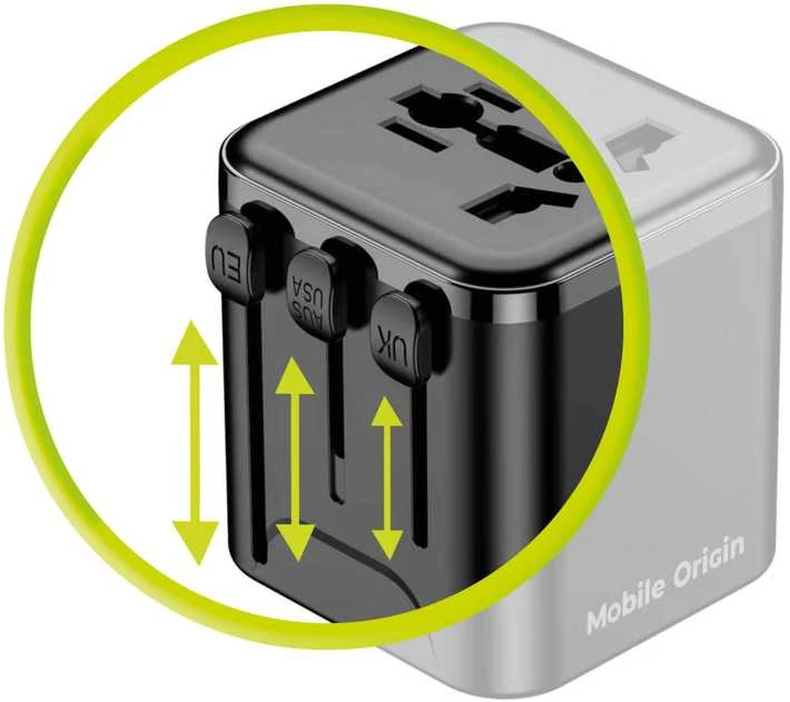 Mobile Origin Universalus kelioninis adapteris PW30 EU/UK/US/AUS juodas