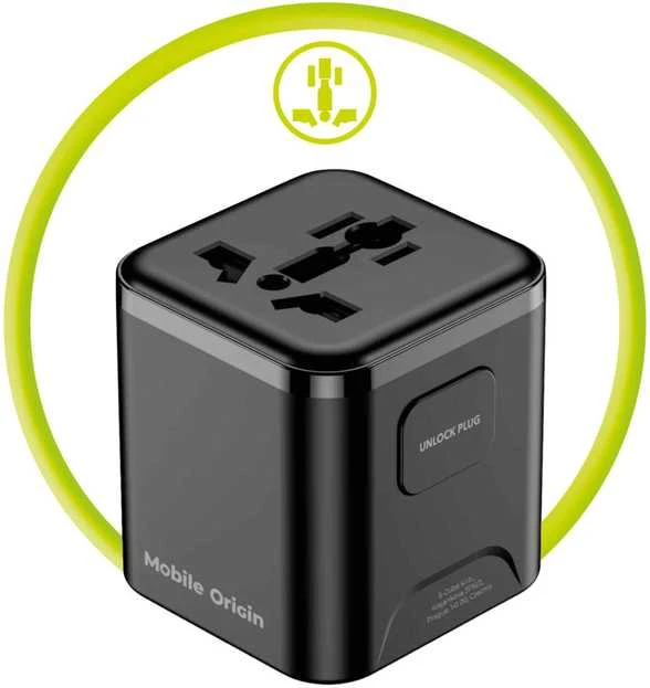 Mobile Origin Universalus kelioninis adapteris PW30 EU/UK/US/AUS juodas