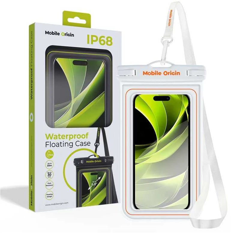 Mobile Origin Mobilus Origin Neperšlampamas plaukiojantis dėklas 6,8", balta/oranžinė