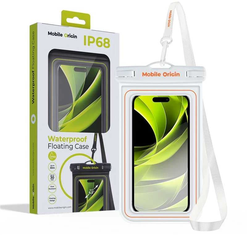 Mobile Origin Mobilus Origin Neperšlampamas plaukiojantis dėklas 6,5", balta/oranžinė