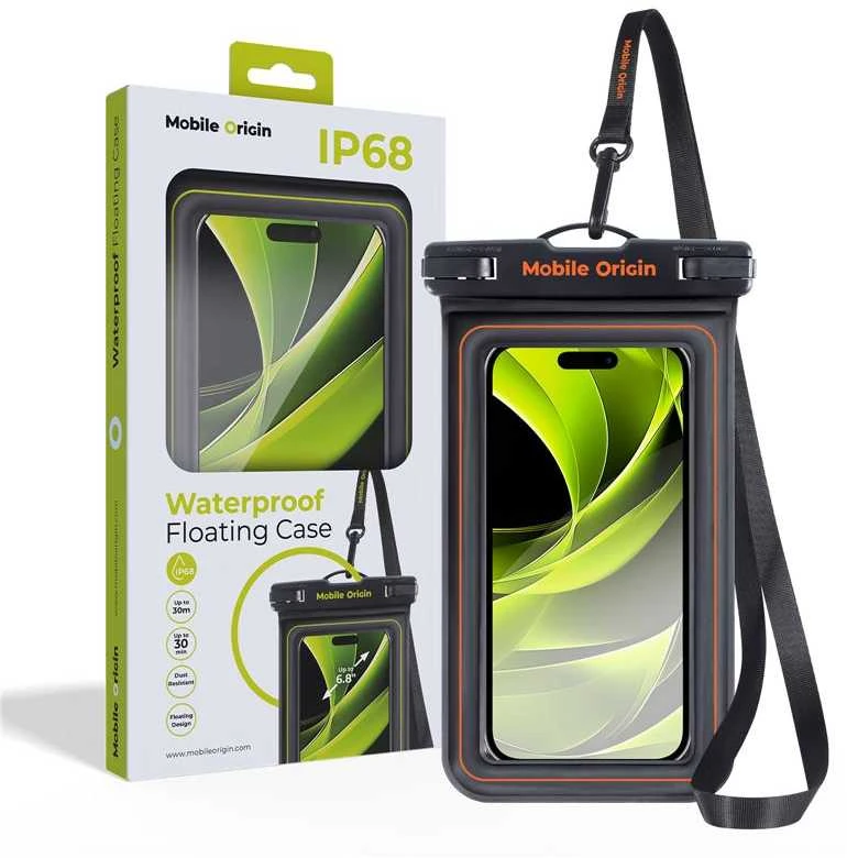 Mobile Origin Mobilus Origin Neperšlampamas plaukiojantis dėklas 6,8", juoda/oranžinė