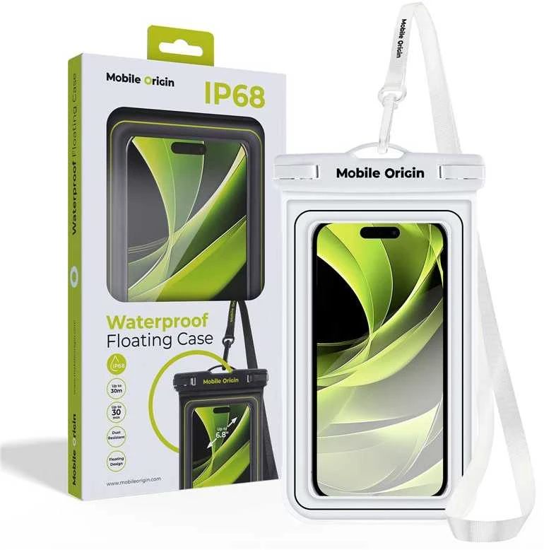 Mobile Origin Mobilus Origin Neperšlampamas plaukiojantis dėklas 6,8", balta/juoda