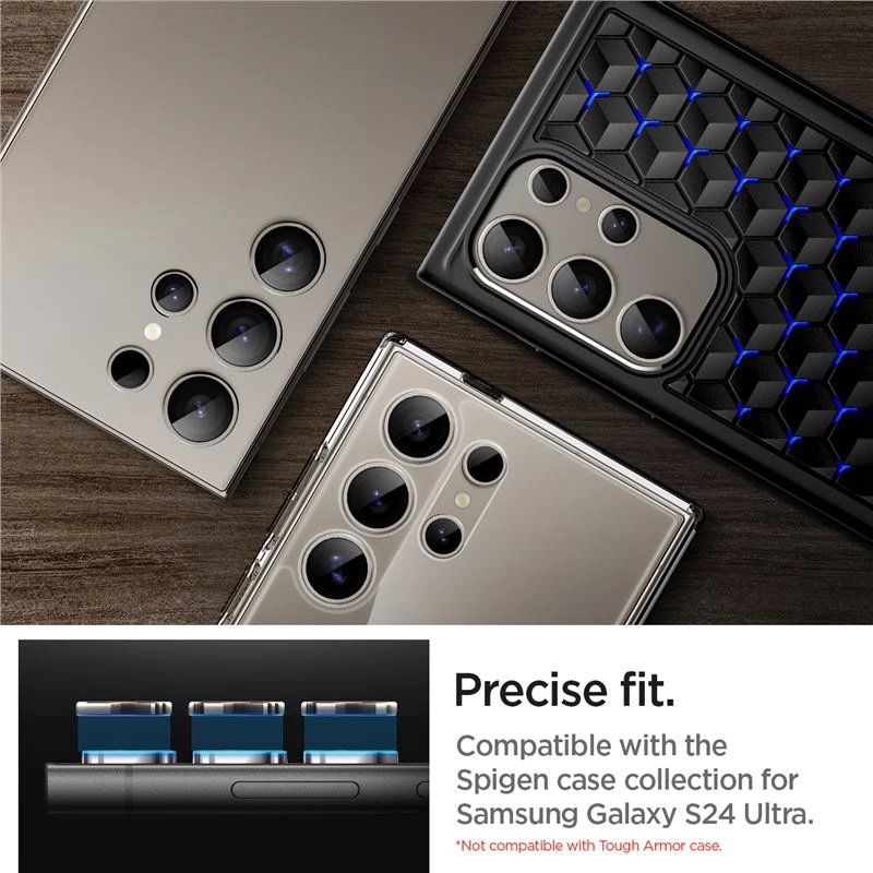 Spigen Glass tR EZ Fit Optik Pro 2 Pack, pilka - Samsung Galaxy S24 Ultra