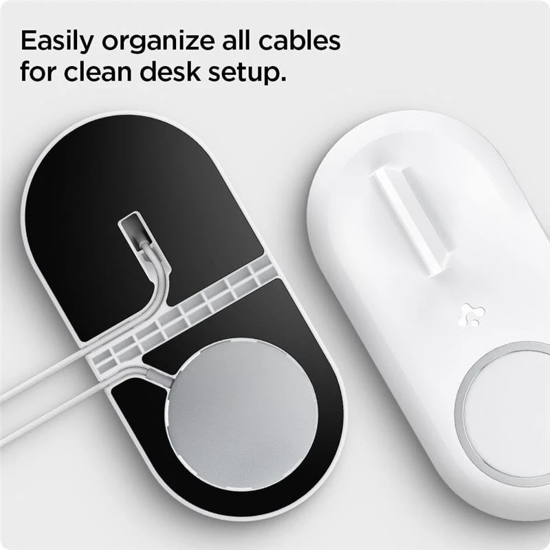 Laikiklis-stovas SPIGEN MAG FIT DUO MagSafe/Watch baltas