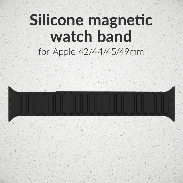 Mobilize silikoninė magnetinė laikrodžio apyrankė Apple 42/44/45/49 mm laikrodžiams - Juodas
