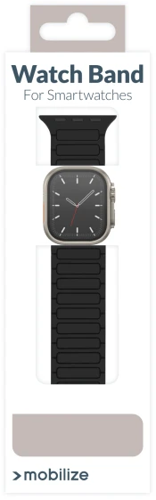 Mobilize silikoninė magnetinė laikrodžio apyrankė Apple 42/44/45/49 mm laikrodžiams - Juodas