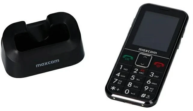 „Maxcom Comfort MM735“ su įkrovimo stotele + SOS apyranke juodos spalvos