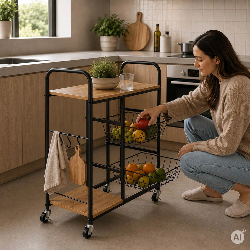 Modernhome Lentynų stovas su ratukais ModenHome