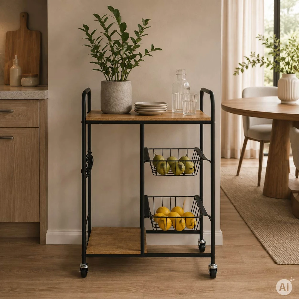 Modernhome Lentynų stovas su ratukais ModenHome