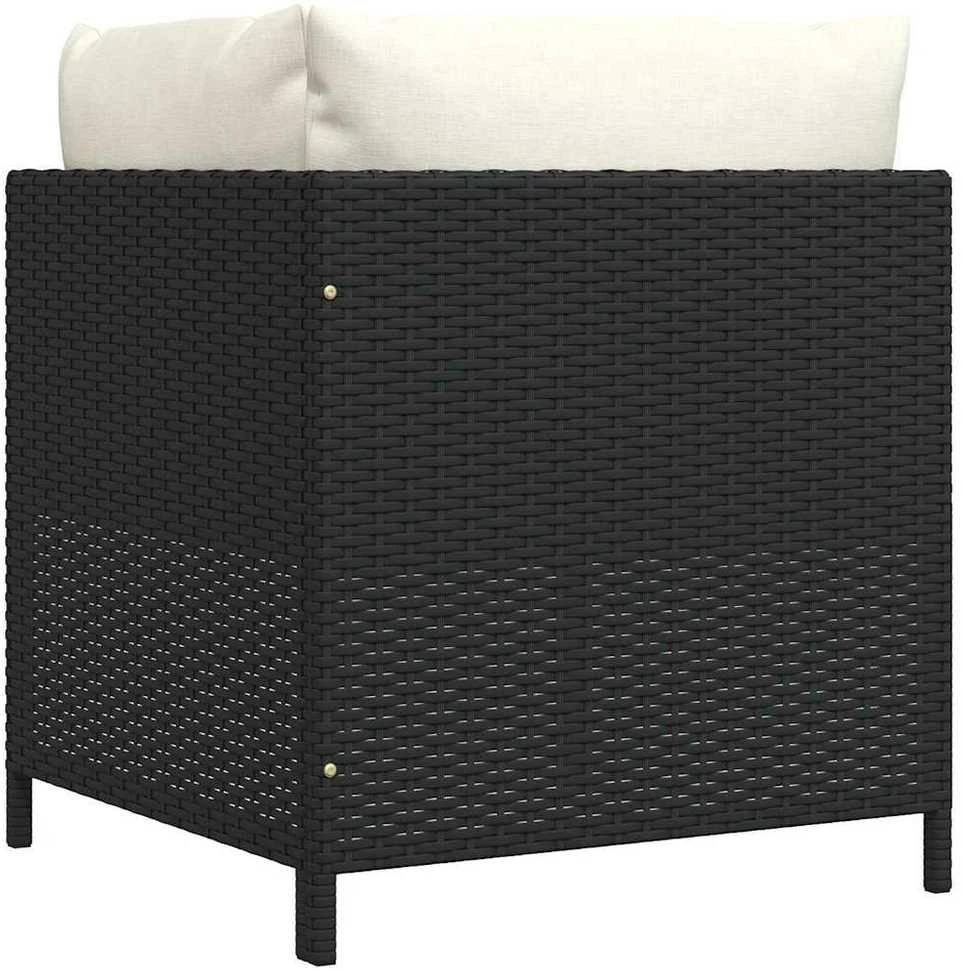Modulinė kampinė sofa su pagalvėlėmis, juoda, poliratanas