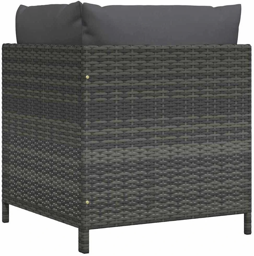 Modulinė kampinė sofa su pagalvėlėmis, pilka, poliratanas