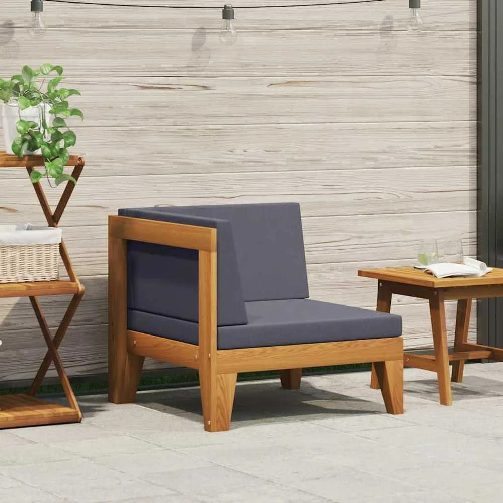 Modulinė kampinė sofa su tamsiai pilkomis pagalvėlėmis, akacija