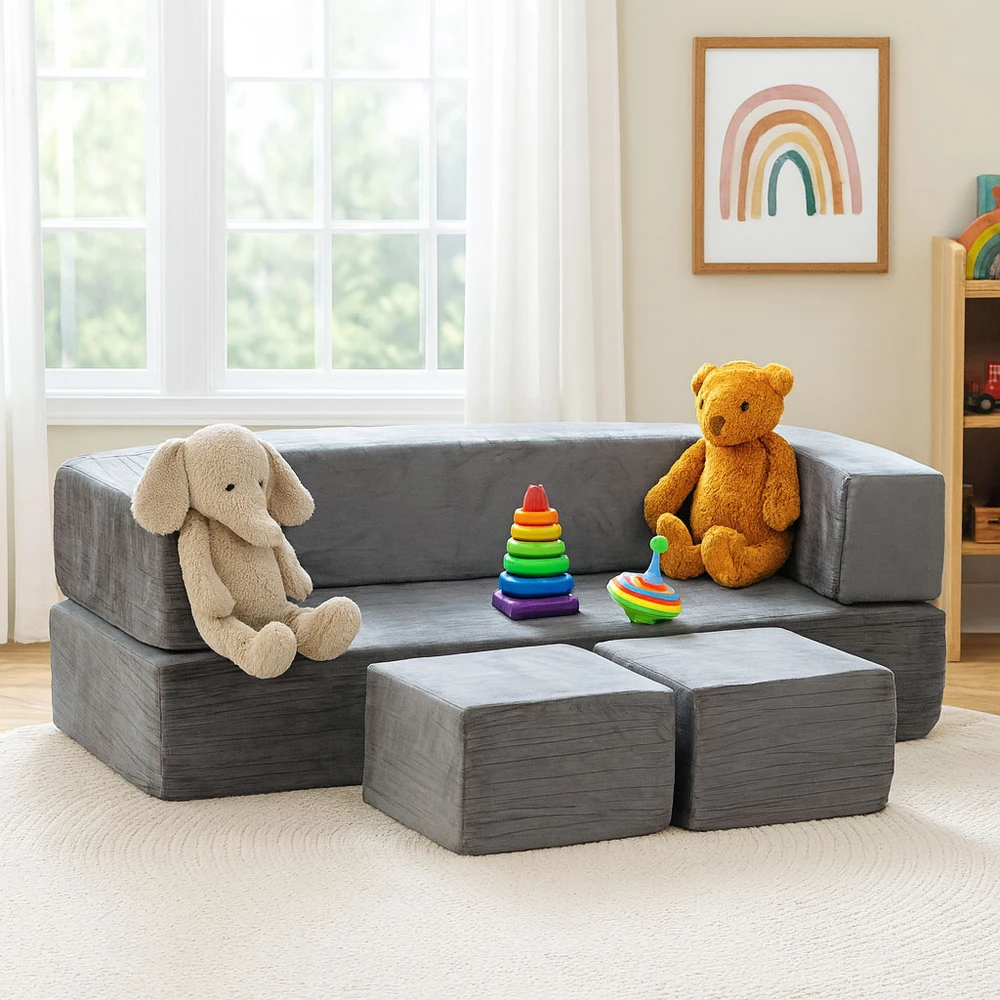Ecotoys Didelė modulinė pilka sofa