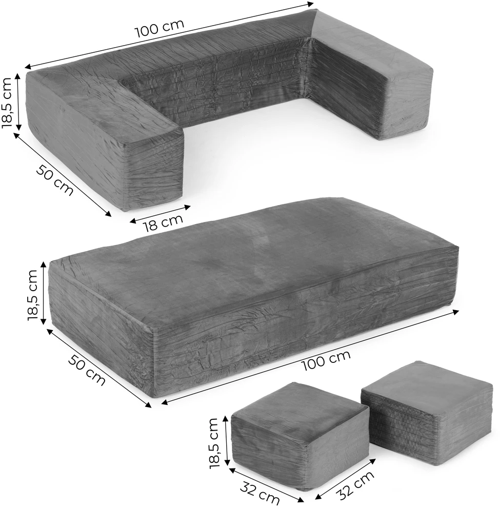 Ecotoys Didelė modulinė pilka sofa