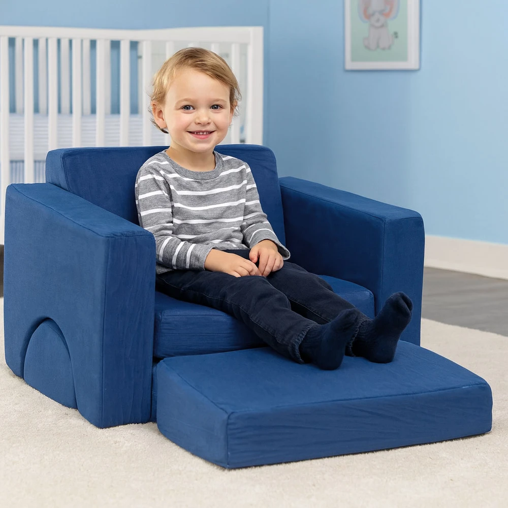 Ecotoys Mėlynas modulinis fotelis su 8 minkštomis pagalvėlėmis