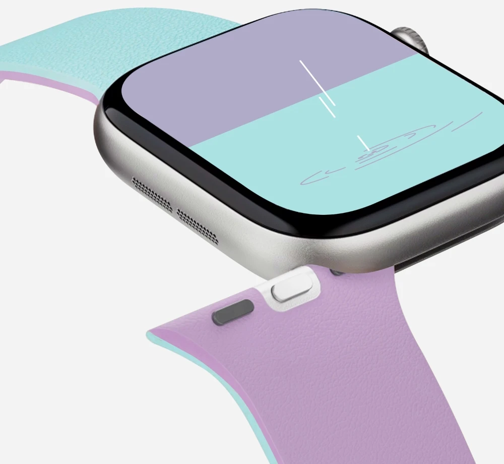 „Moft Snap Duo“ apyrankė, skirta „Apple Watch 1-5/6/7/8/9/10/11/SE/SE 2/SE 3“ (38/40/41/42 mm), tamsiai mėlyna/gelsva