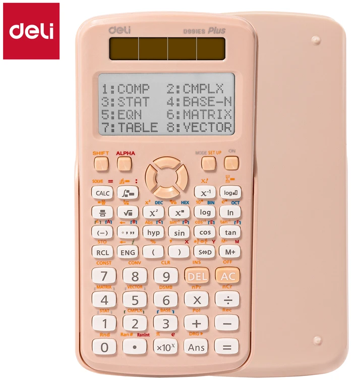 Mokyklinis skaičiuotuvas DELI, D991ES, 417 funkcijų, rausvos spalvos
