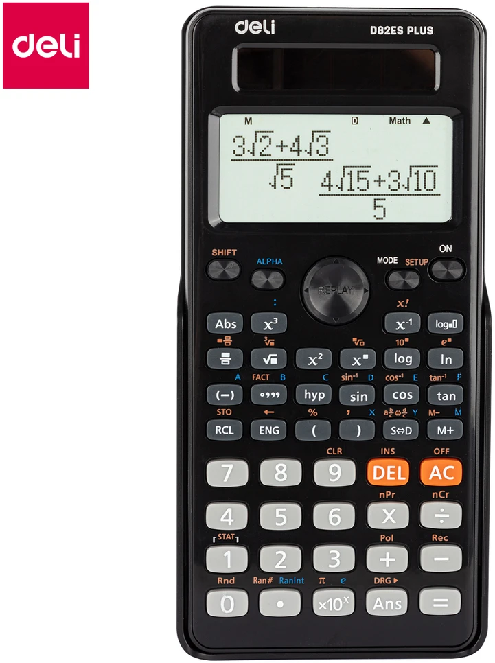 Mokyklinis skaičiuotuvas DELI ED82ES 252 funkcijų, juodas