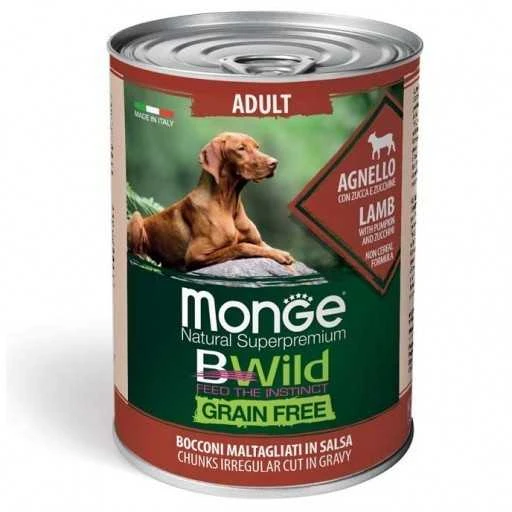 Monge Bwild adult konservuotas pašaras su ėriena, moliūgais ir cukinijomis 400g