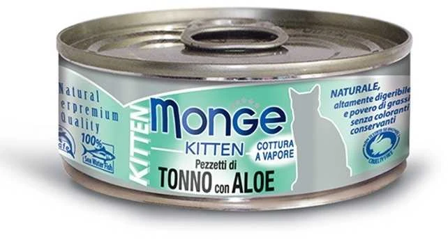 Monge Kitten konservai pašaras kačiukams su tuno gabalėliais ir alaviju 80g