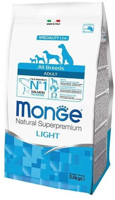 Monge Light adult sausas pašaras (lašiša ir ryžiai) 2,5kg
