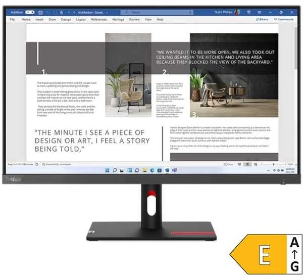 Monitorius Lenovo ThinkVision S27i-30 LED ekranas 68.6 cm (27") 1920 x 1080 pikselių Full HD Pilkas