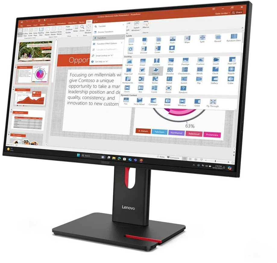 Monitorius Lenovo ThinkVision T27-40 LED ekranas 68.6 cm (27") 1920 x 1080 pikselių Full HD Juodas