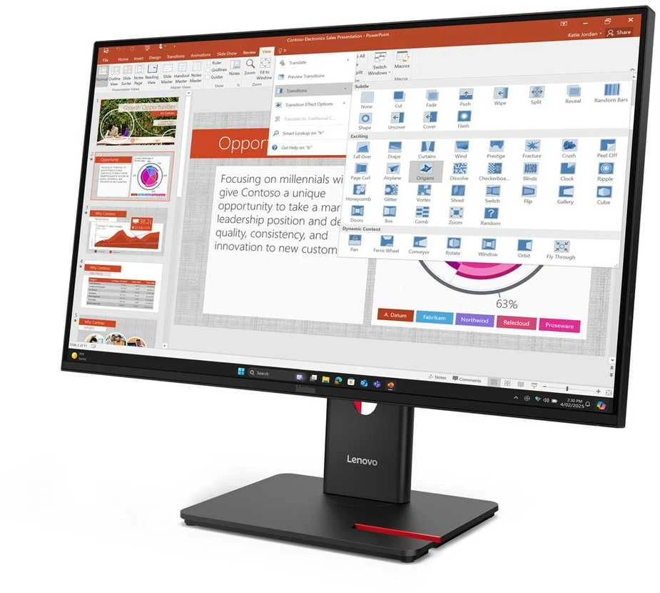 Monitorius Lenovo ThinkVision T27-40 LED ekranas 68.6 cm (27") 1920 x 1080 pikselių Full HD Juodas