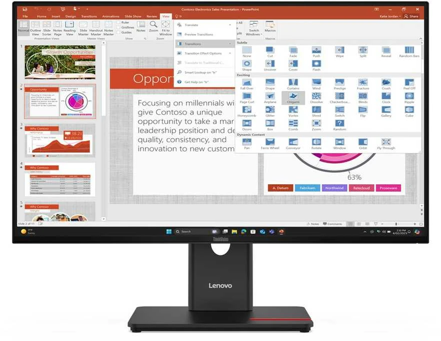 Monitorius Lenovo ThinkVision T27-40 LED ekranas 68.6 cm (27") 1920 x 1080 pikselių Full HD Juodas