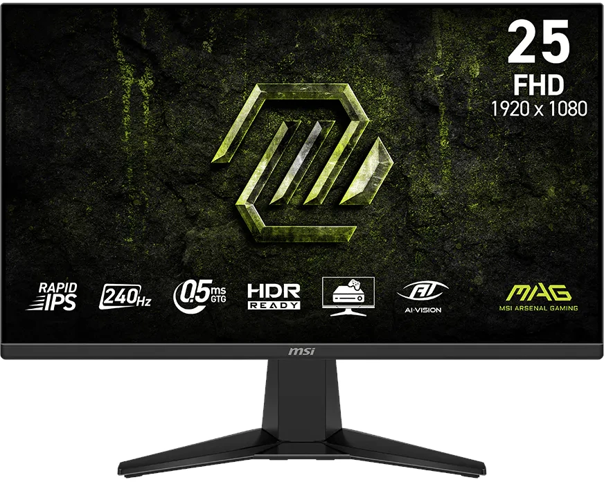 Monitorius MSI MAG 255F X24 / 62,2 cm (24,5") / 1920x1080 (FHD) / Rapid IPS / 240 Hz / 0,5 ms (min.) (GTG) / 300 nitų / 1000:1