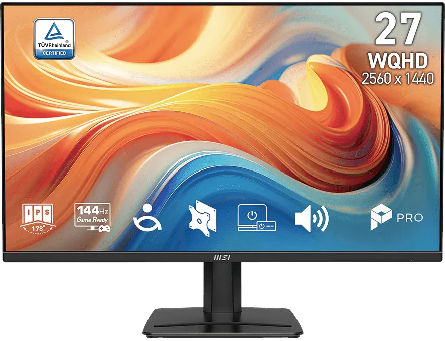 Monitorius MSI PRO MP275Q E14 / 68,6 cm (27″) / 2560×1440 (WQHD) / IPS / 144 Hz / 4 ms (GTG) / 300 nits / 1500:1 (juodas)