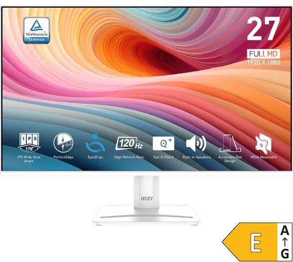 Monitorius MSI PRO MP275W E2 27″ / FHD / 120Hz / 1ms (MPRT) baltos spalvos