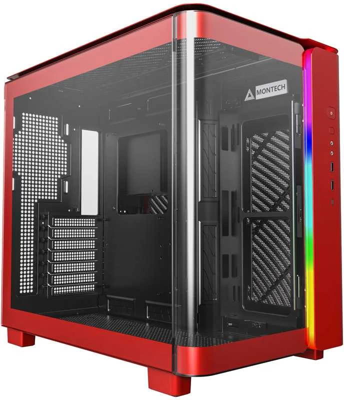 Montech KING 95 Midi-Tower, Tempered Glass, ARGB – raudonos spalvos